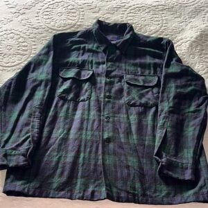 BNWOT MEN'S PLAID BOARD SHIRT LARGE 100% Wool By Pendleton